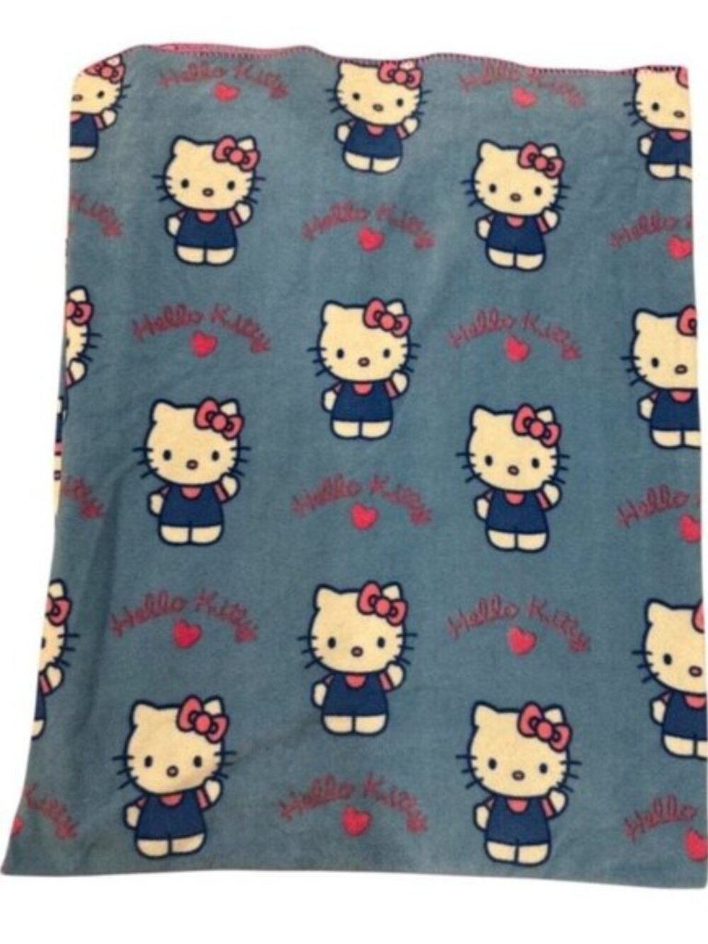 Vintage 2002 Sanrio Hello Kitty Blue Pink Collectible Y2K Fleece Throw Blanket